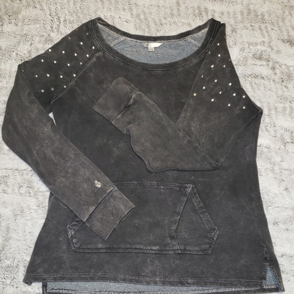 Volcom Tops - Volcom gray distressed l/s French Terry pull over